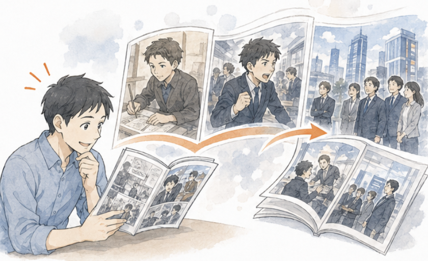 創業から現在までを物語として体験できる