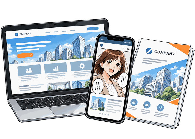 Webサイト・SNS・営業資料でのマンガ活用イメージ